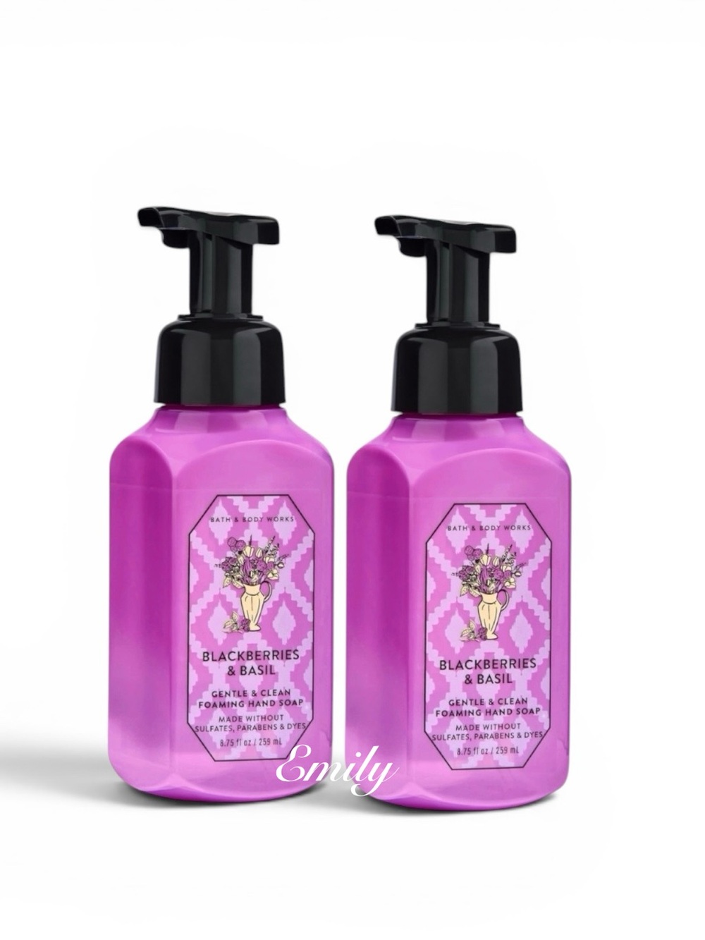 NEW 2-Pc Bath & Body Works BLACKBERRIES & BASIL Foaming Hand Soap Bundle Set